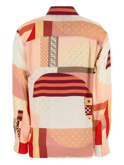 Fendi Patchwork Printed Long-sleeved Shirt In Multi