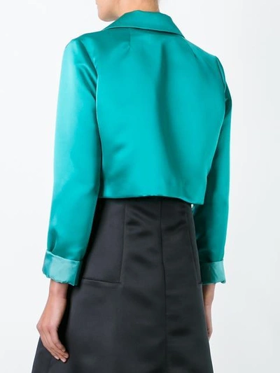Shop P.a.r.o.s.h Cropped Satin Jacket In Green