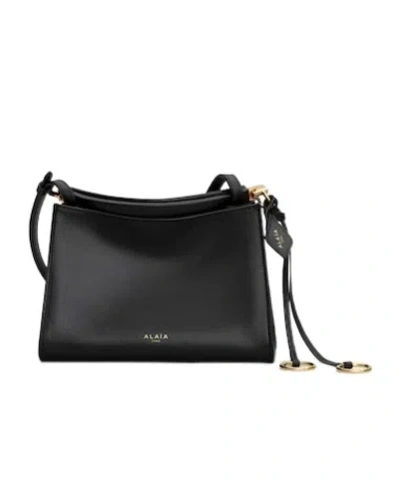 Alaïa Alaia Black Leather Small Square Crossbody Bag In Black