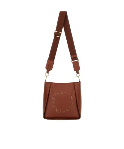 Stella Mccartney Logo Shoulder Bag With Hardware And Handle In Brown