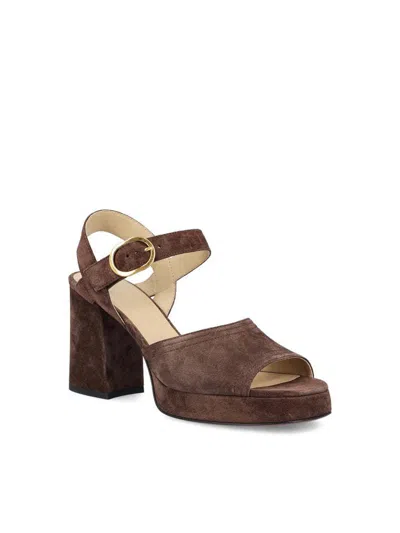 Valentino Fawcette Crust Leather Sandal Platform Heel In Brown