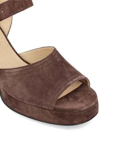 Valentino Fawcette Crust Leather Sandal Platform Heel In Brown
