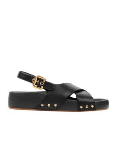 Chloé Mae Paddington Leather Crisscross Sandals In Black