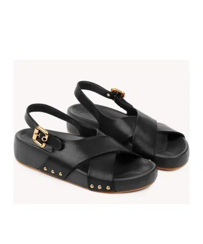 Chloé Mae Paddington Leather Crisscross Sandals In Black