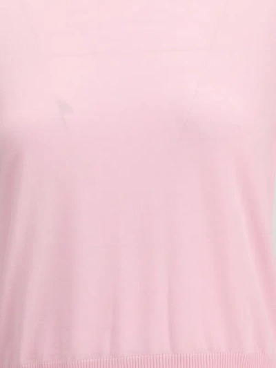 Thom Browne Crew Neck Striped Sleeve Tank Top In Pink