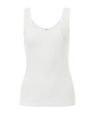 Chloé Tank Top In Cotton Jersey In White