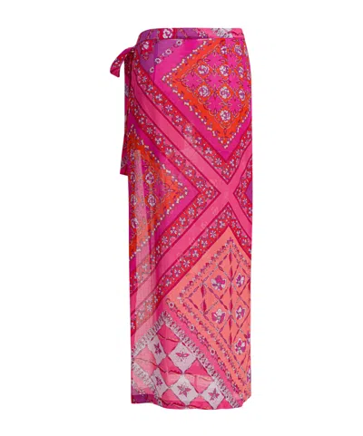 Pucci Patchwork Wrap Midi Skirt In Pink