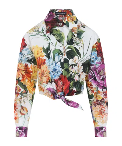 Dolce & Gabbana Floral Cotton Crop Shirt Dolce E Gabbana