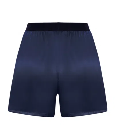 Tom Ford Shorts In Stretch Silk Satin In Blue