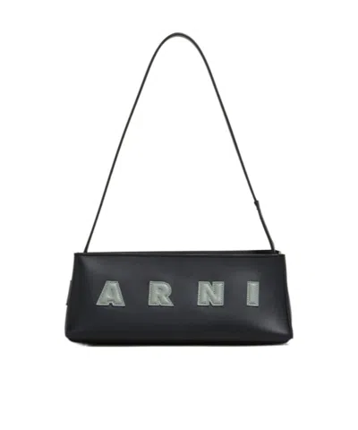 Marni Rectangular Shoulder Bag With Gold-tone Hardware In Black