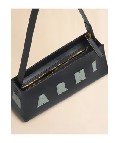 Marni Rectangular Shoulder Bag With Gold-tone Hardware In Black