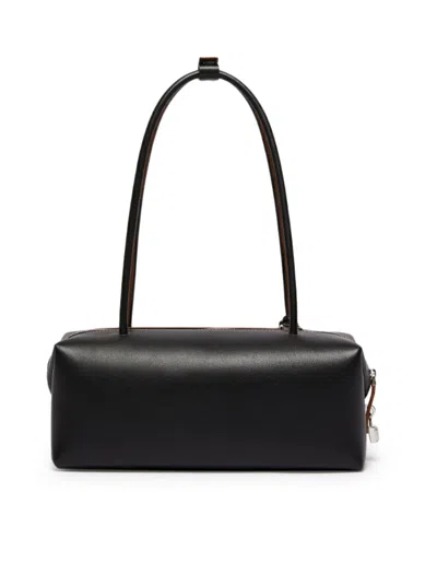 Max Mara Horizontal Satchel Bag With M-shaped Folded Sides In Black