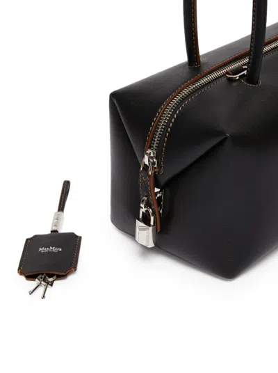 Max Mara Horizontal Satchel Bag With M-shaped Folded Sides In Black