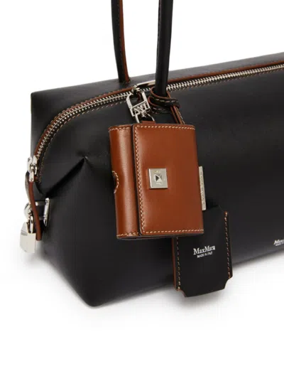 Max Mara Horizontal Satchel Bag With M-shaped Folded Sides In Black