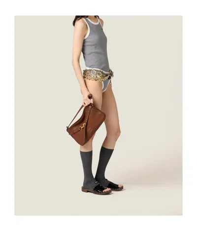 Miu Miu Medium Aventure Nappa Leather Shoulder Bag In Brown