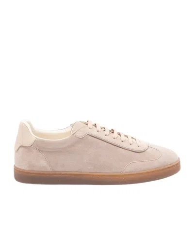 Brunello Cucinelli Beige Lace Up Sneakers In Gray