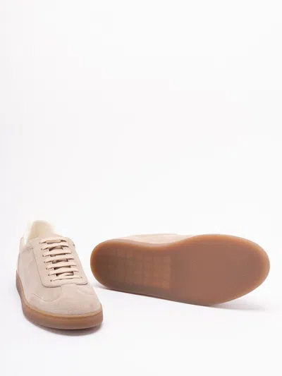 Brunello Cucinelli Beige Lace Up Sneakers In Gray