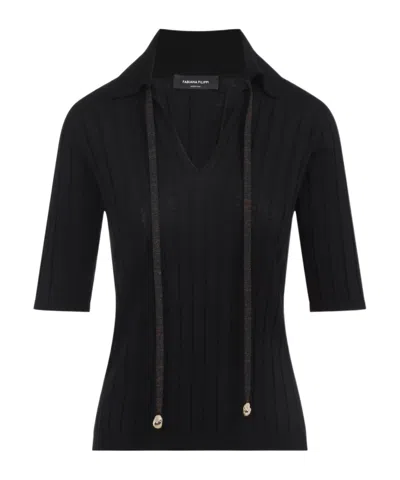 Fabiana Filippi Ribbed Virgin Wool Sweater In Black