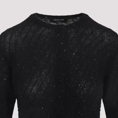 Fabiana Filippi Button-down Black Knit Sweater With Luxurious Blend