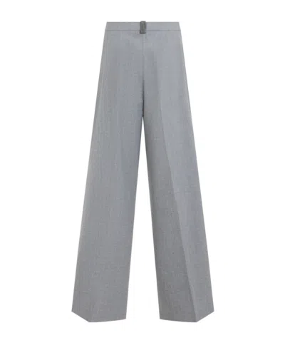 Fabiana Filippi Wide-leg Trousers With Clean Waistband And Subtle Pleats In Gray