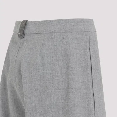 Fabiana Filippi Wide-leg Trousers With Clean Waistband And Subtle Pleats In Gray