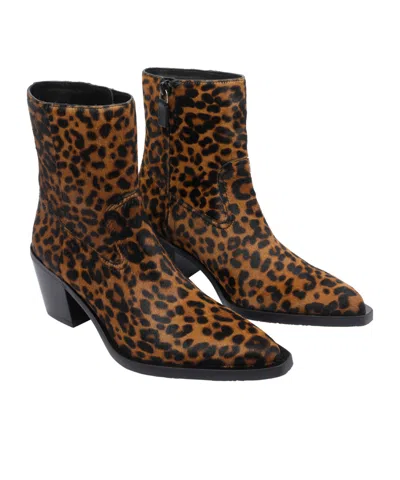 Stuart Weitzman Block Heel Animal Print Bootie In Brown