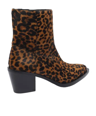 Stuart Weitzman Block Heel Animal Print Bootie In Brown