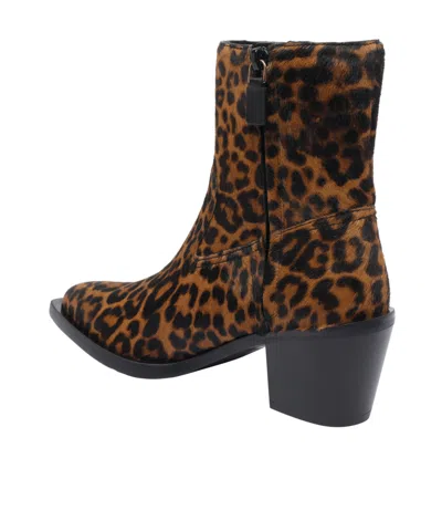 Stuart Weitzman Block Heel Animal Print Bootie In Brown