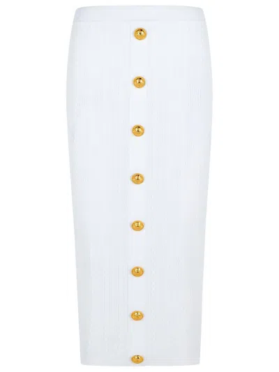 Balmain Long Skirt Viscose Blend In White