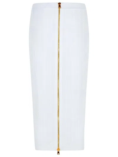 Balmain Long Skirt Viscose Blend In White