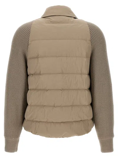 Brunello Cucinelli Two-material 'shiny Flap Detail' Down Jacket