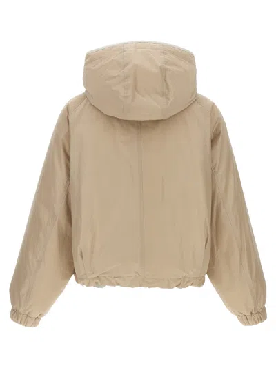 Brunello Cucinelli Hooded Down Jacket Featuring Front Pockets In Neutral