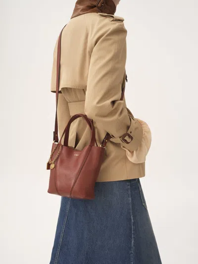 Chloé Spin Tote In Bordeaux Leather