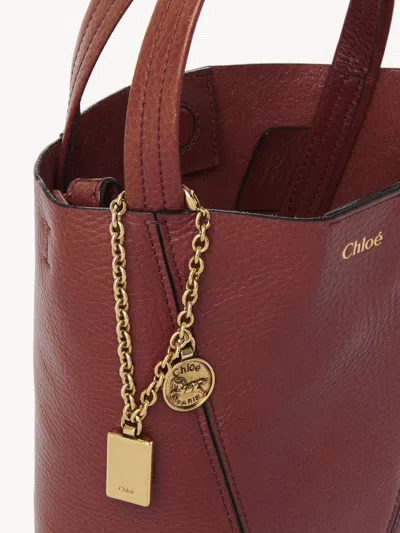 Chloé Spin Tote In Bordeaux Leather