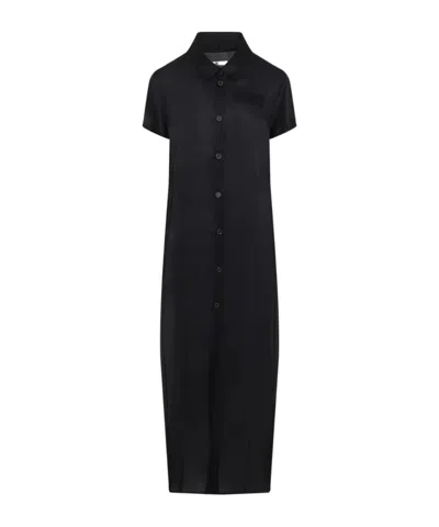 Khaite Effy Button-up Short-sleeve Dress In Black