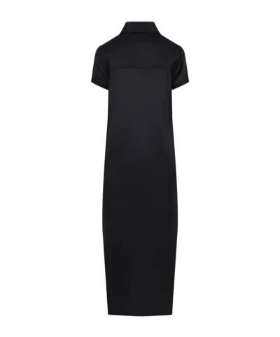 Khaite Effy Button-up Short-sleeve Dress In Black