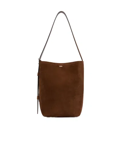 Max Mara Calfskin Shoulder Bag Adjustable Strap In Brown