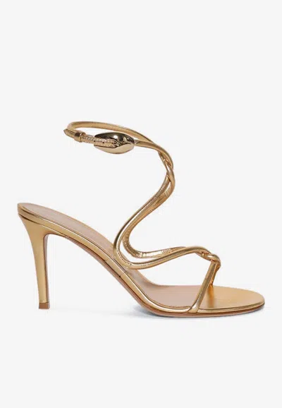Gianvito Rossi Mamba 85 Metallic Leather Sandals In Gold