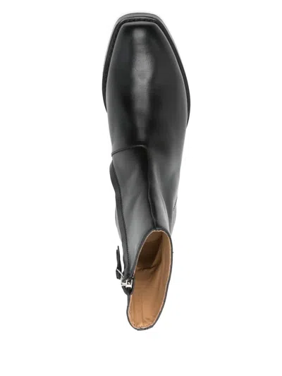 Second / Layer 50mm Leather Ankle Boots In Black