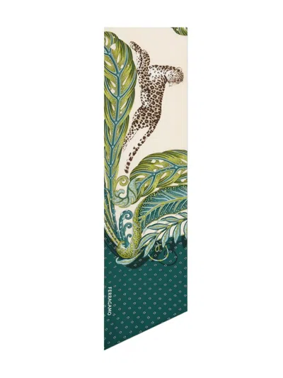 Ferragamo Patterned Print Silk Foulard Square Shape In Green