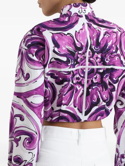 Dolce & Gabbana Women Cotton Shirt With Graphic Print In Purple