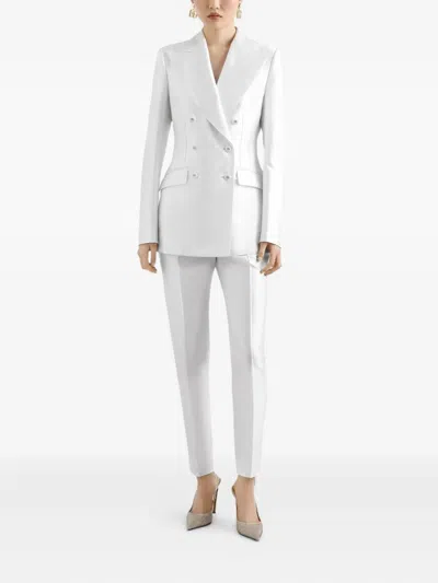 Dolce & Gabbana Stretch Silk Blazer Peak Lapels Structured Shoulders