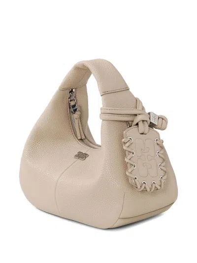 Ganni Women Pink Handbag With Removable Shoulder Strap And Pendant With Logo In Ecoleather Woman