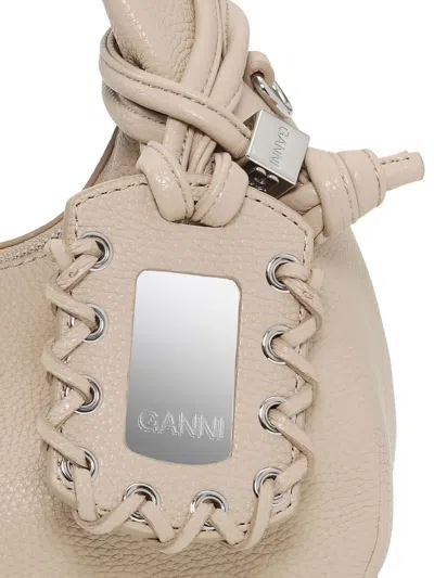 Ganni Women Pink Handbag With Removable Shoulder Strap And Pendant With Logo In Ecoleather Woman