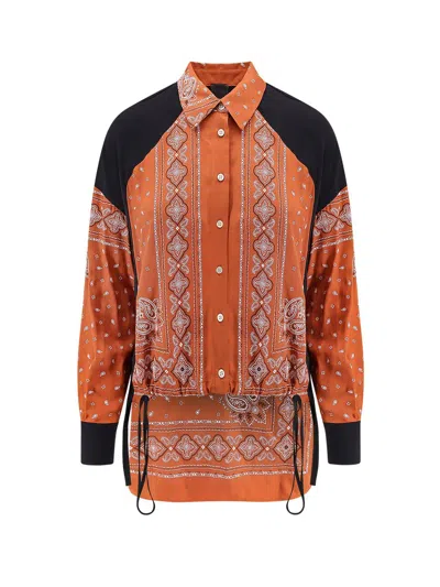 Pinko Clocks Viscose Shirt With Bandana Print In Multi