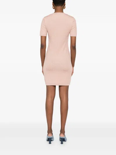 Fendi Ff Jacquard Knitted Mini Dress In Neutral