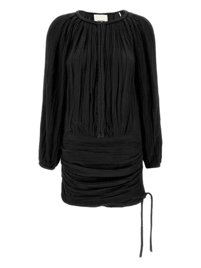Isabel Marant Dress Drawstring Trimmed Sleeves Pleats In Black