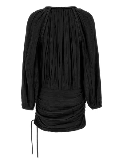 Isabel Marant Dress Drawstring Trimmed Sleeves Pleats In Black