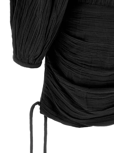 Isabel Marant Dress Drawstring Trimmed Sleeves Pleats In Black