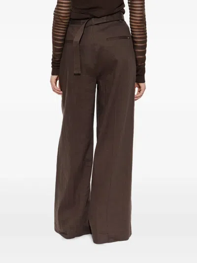 Helmut Lang High-waisted Belted Trousers In Burgundy